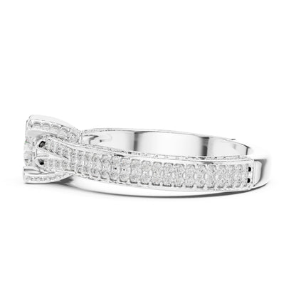 Round Pave Lab Grown Diamond Engagement Ring