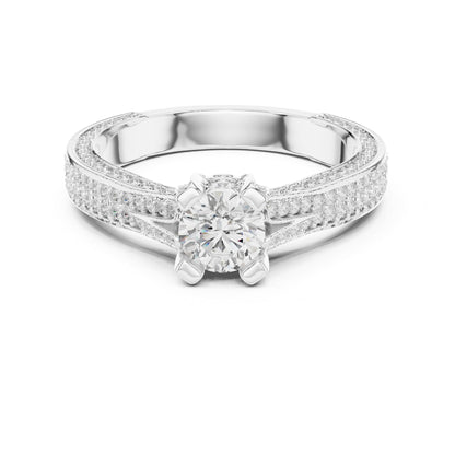 Round Pave Lab Grown Diamond Engagement Ring