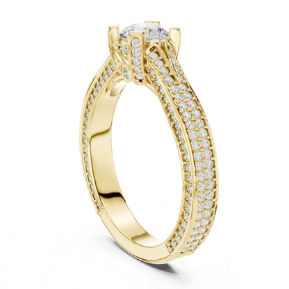 Round Pave Lab Grown Diamond Engagement Ring