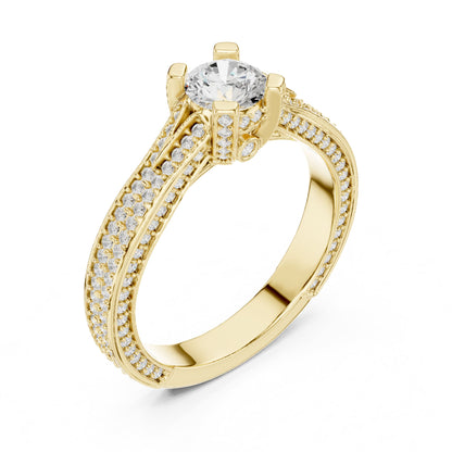 Round Pave Lab Grown Diamond Engagement Ring