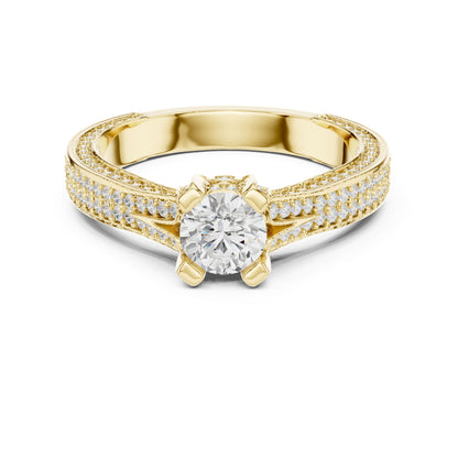 Round Pave Lab Grown Diamond Engagement Ring