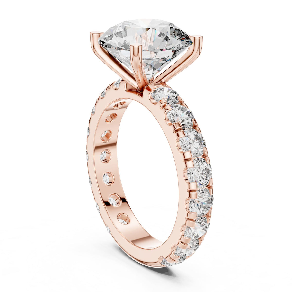 Round Pave Lab Grown Diamond Engagement Ring