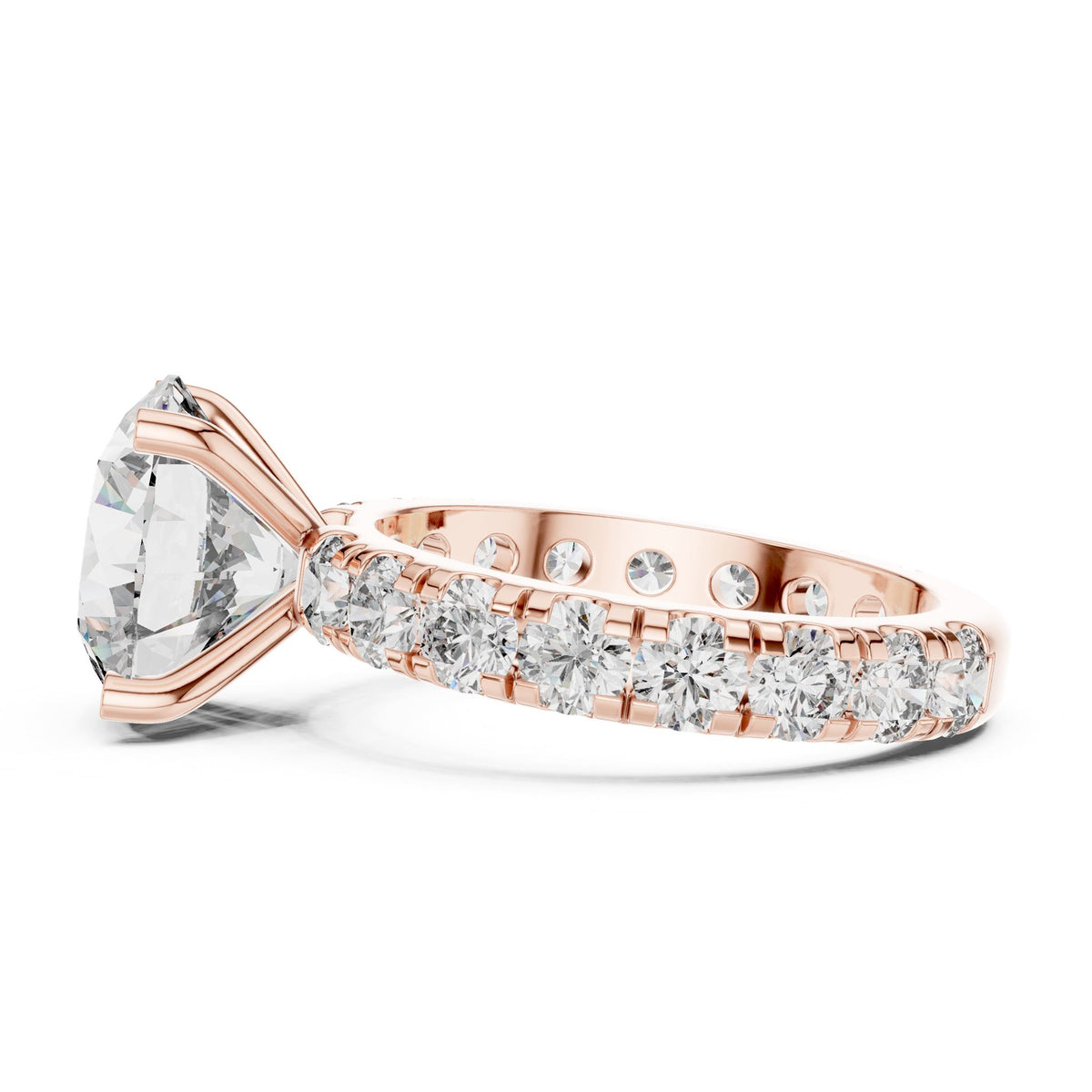 Round Pave Lab Grown Diamond Engagement Ring