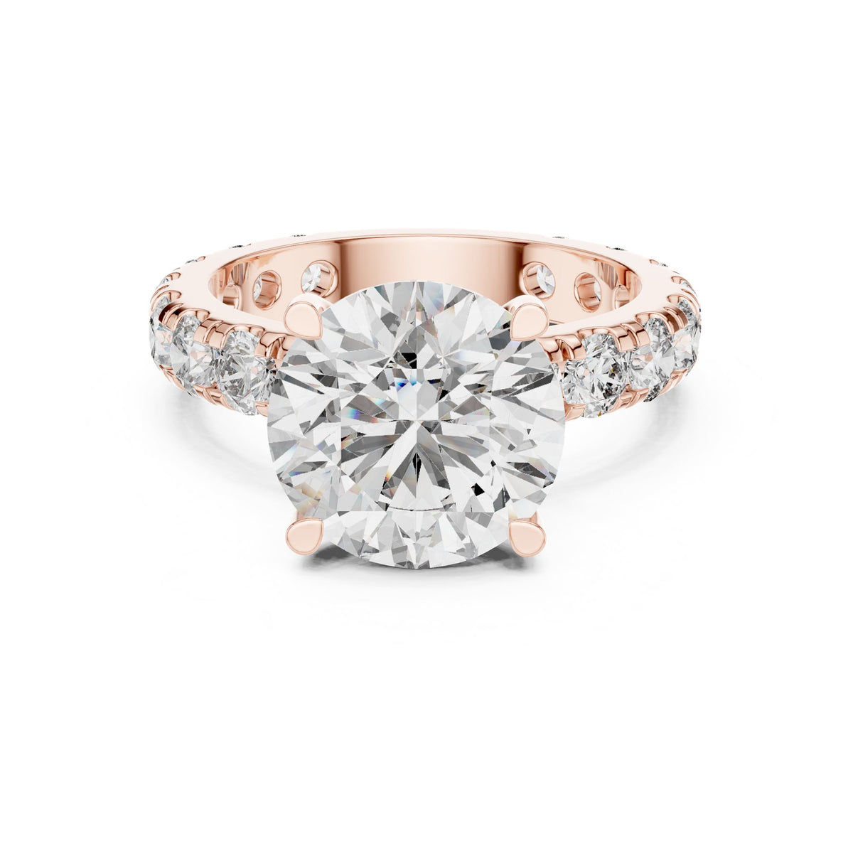 Round Pave Lab Grown Diamond Engagement Ring