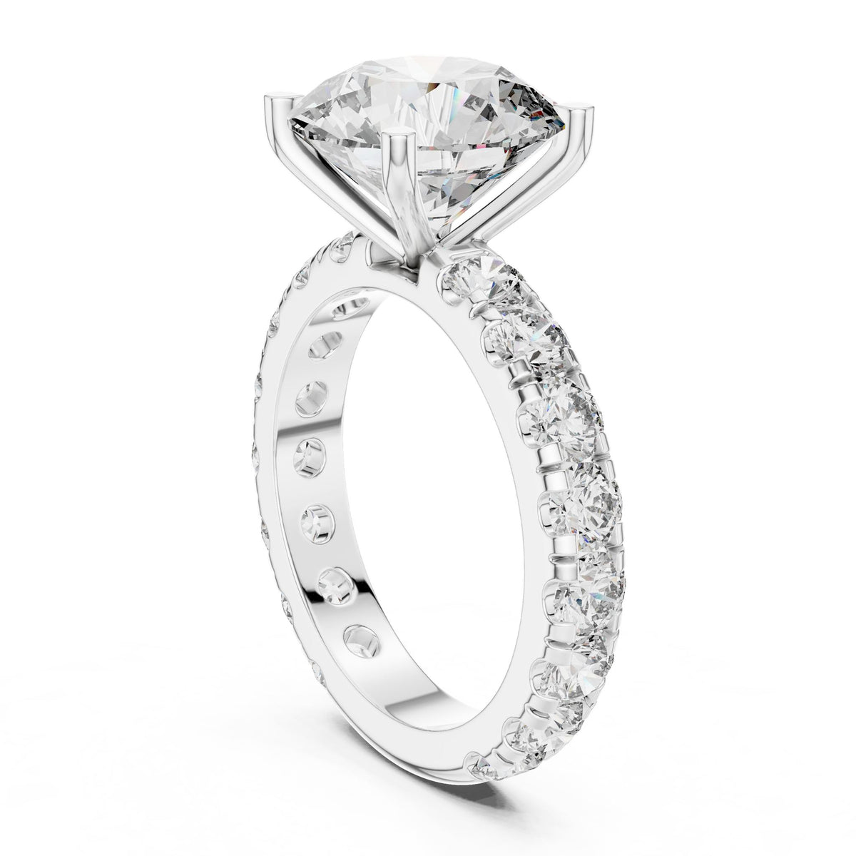 Round Pave Lab Grown Diamond Engagement Ring