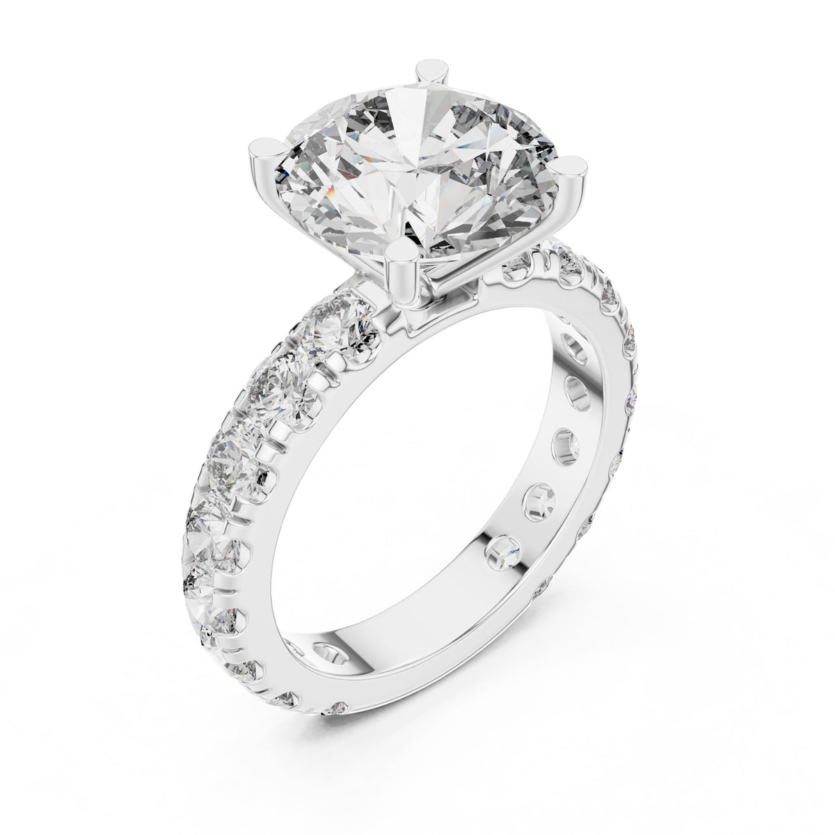 Round Pave Lab Grown Diamond Engagement Ring