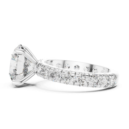 Round Pave Lab Grown Diamond Engagement Ring