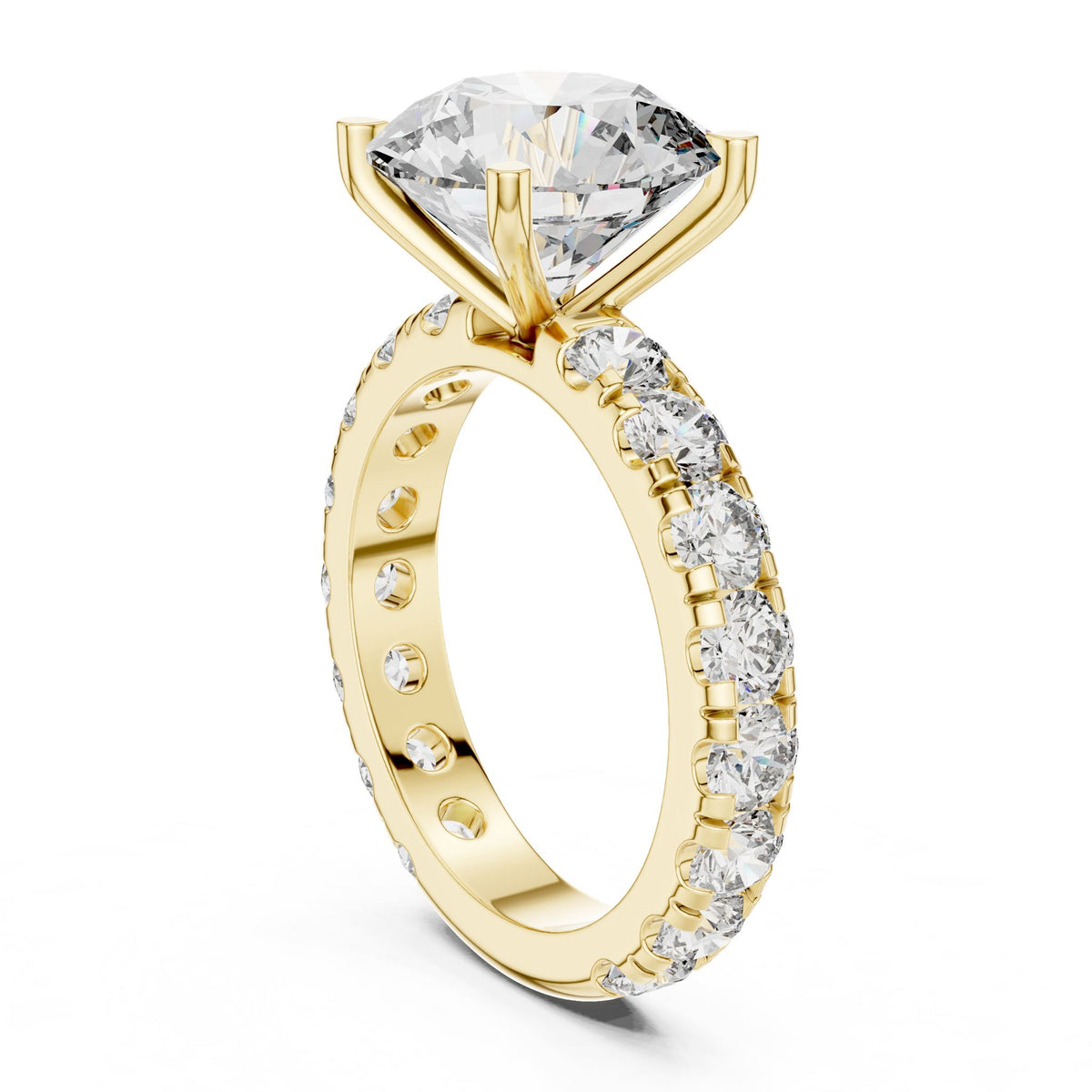 Round Pave Lab Grown Diamond Engagement Ring