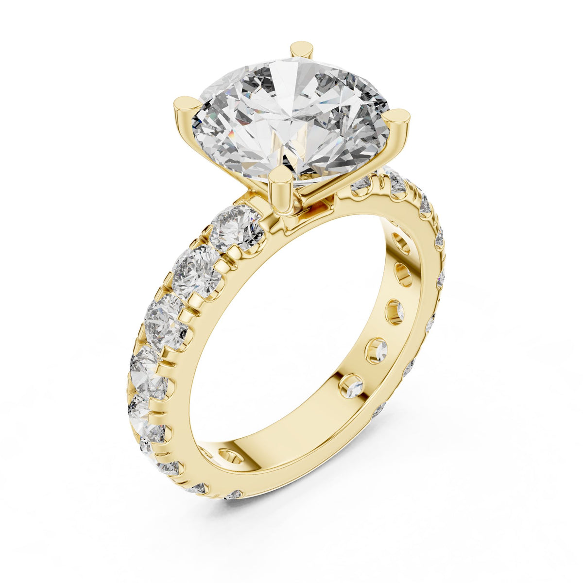 Round Pave Lab Grown Diamond Engagement Ring