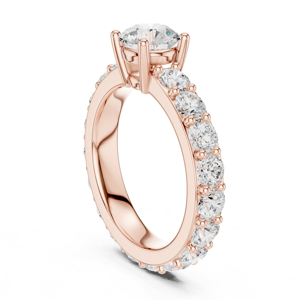 Round Pave Lab Grown Diamond Engagement Ring