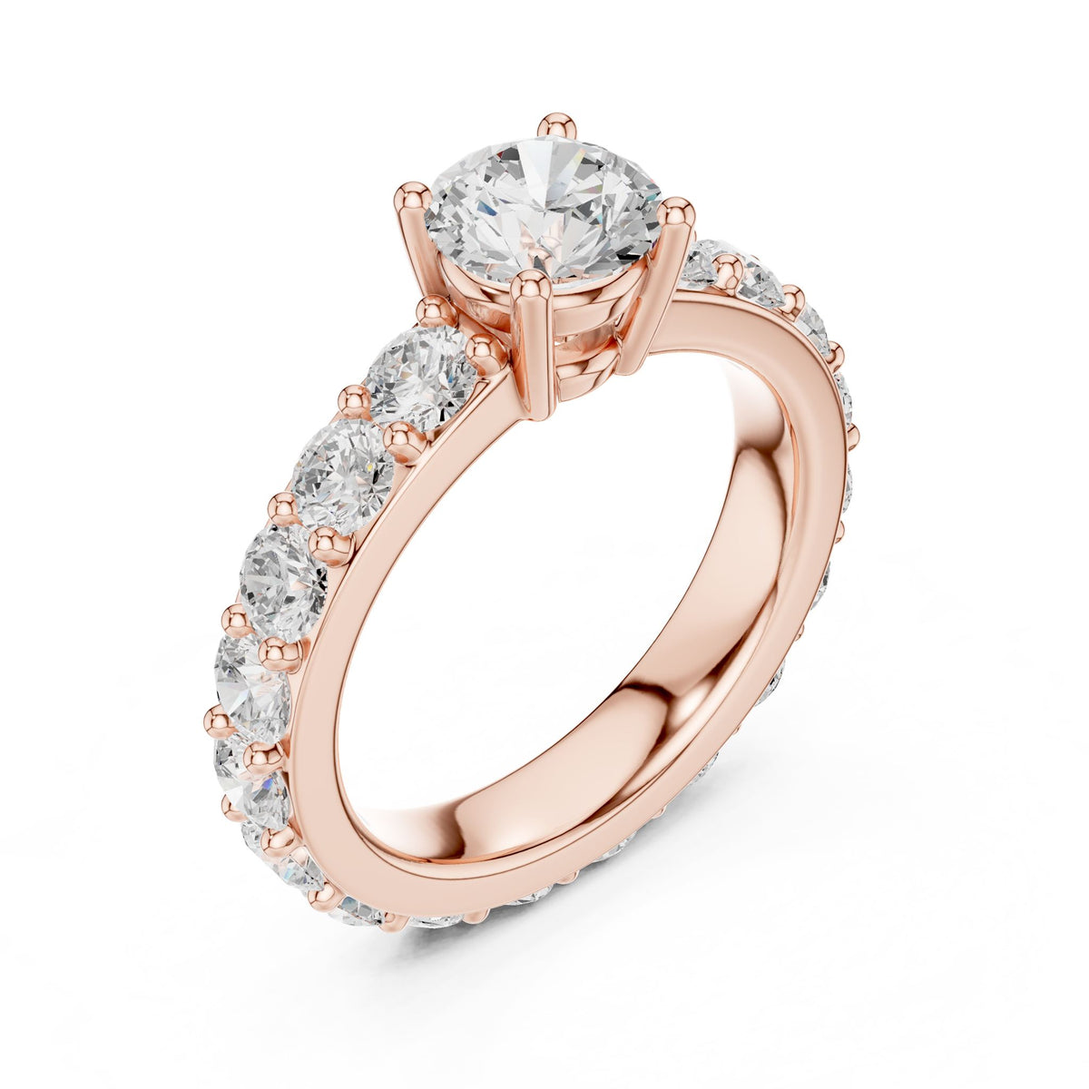 Round Pave Lab Grown Diamond Engagement Ring
