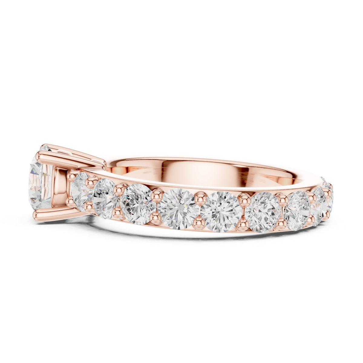 Round Pave Lab Grown Diamond Engagement Ring