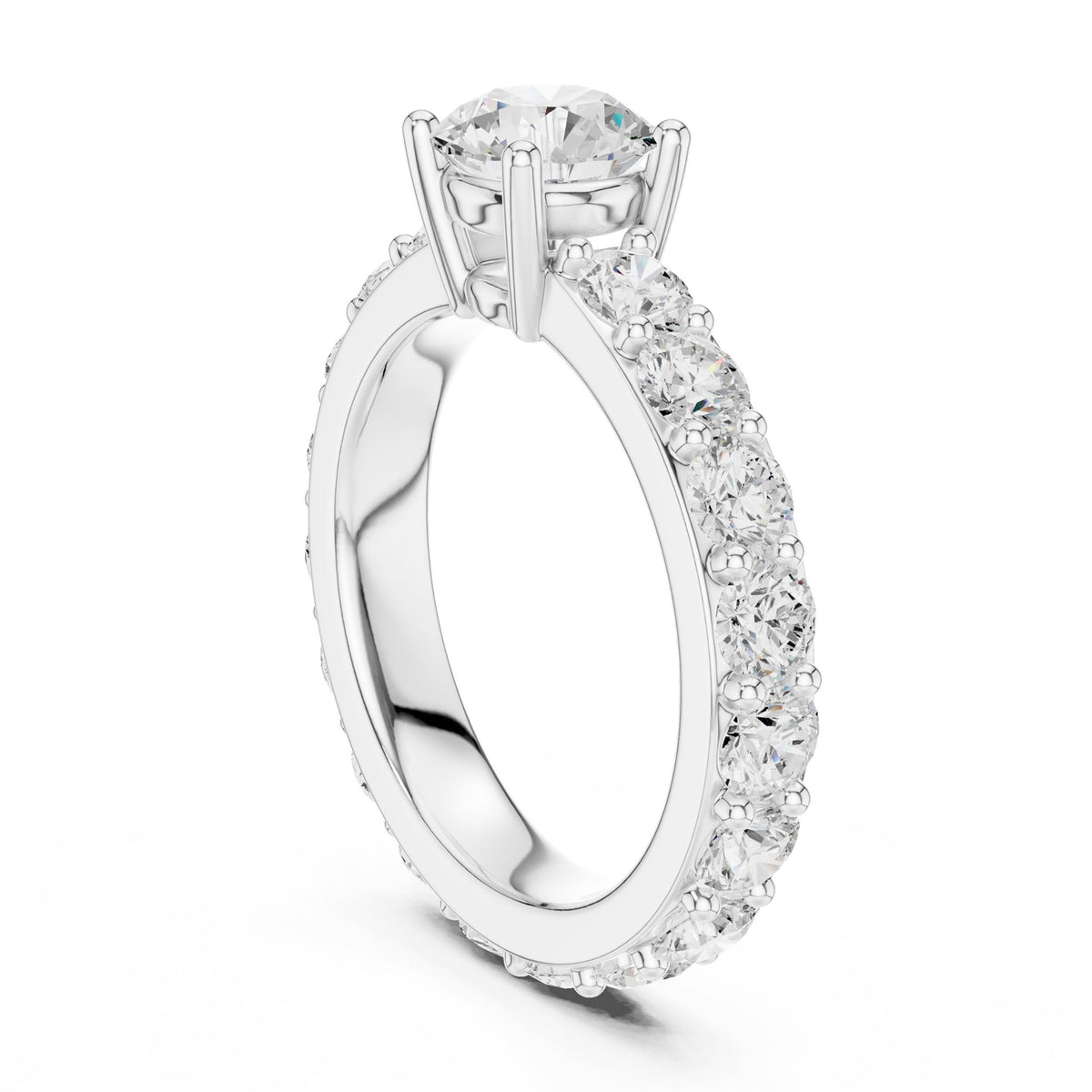 Round Pave Lab Grown Diamond Engagement Ring