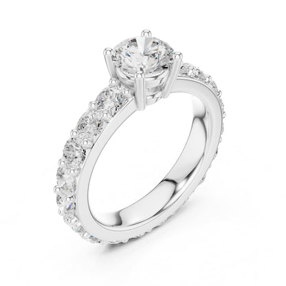 Round Pave Lab Grown Diamond Engagement Ring