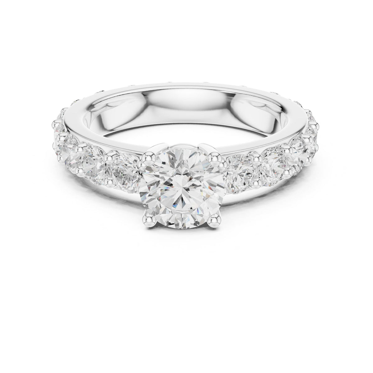 Round Pave Lab Grown Diamond Engagement Ring