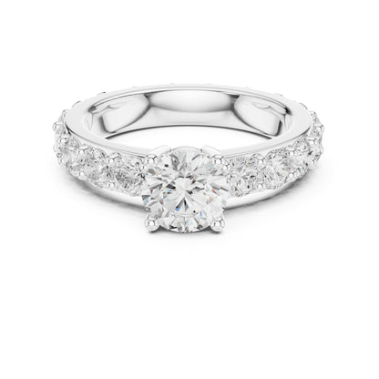 Round Pave Lab Grown Diamond Engagement Ring