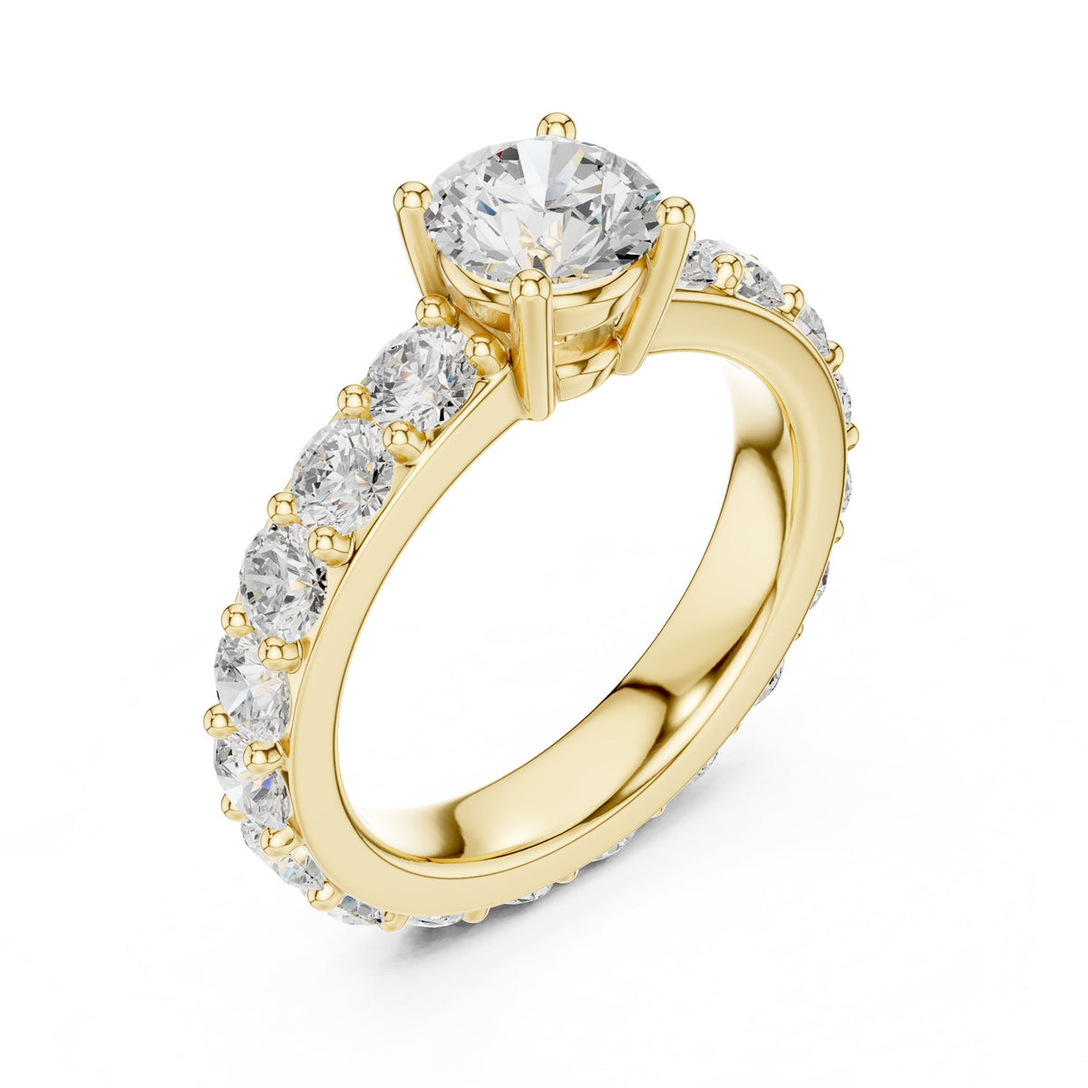 Round Pave Lab Grown Diamond Engagement Ring
