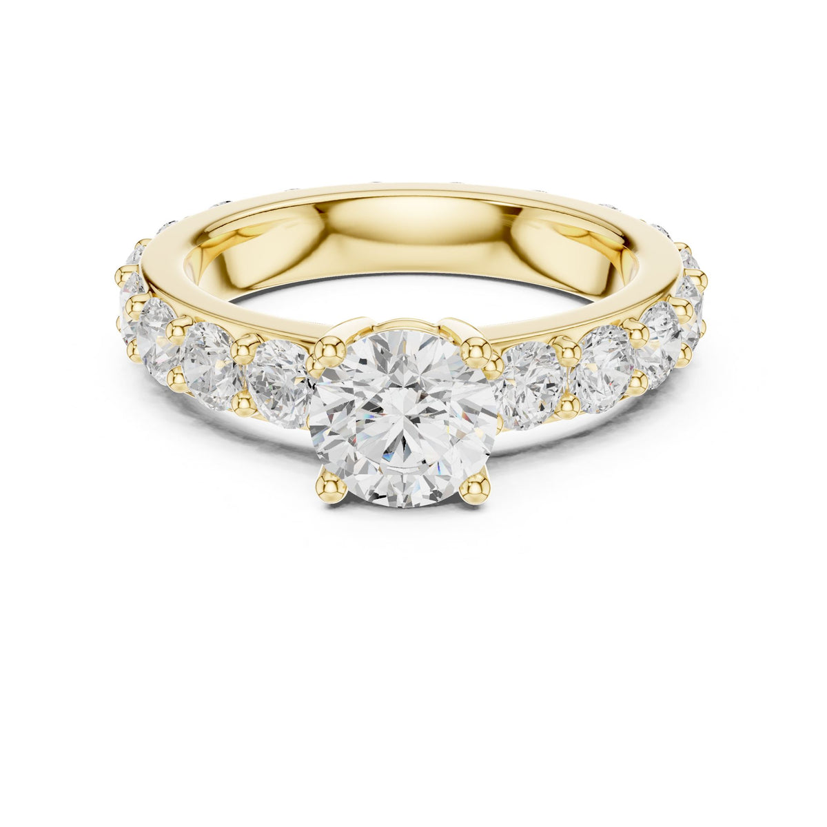 Round Pave Lab Grown Diamond Engagement Ring