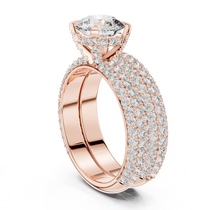 Round Pave Lab Grown Diamond Engagement Ring