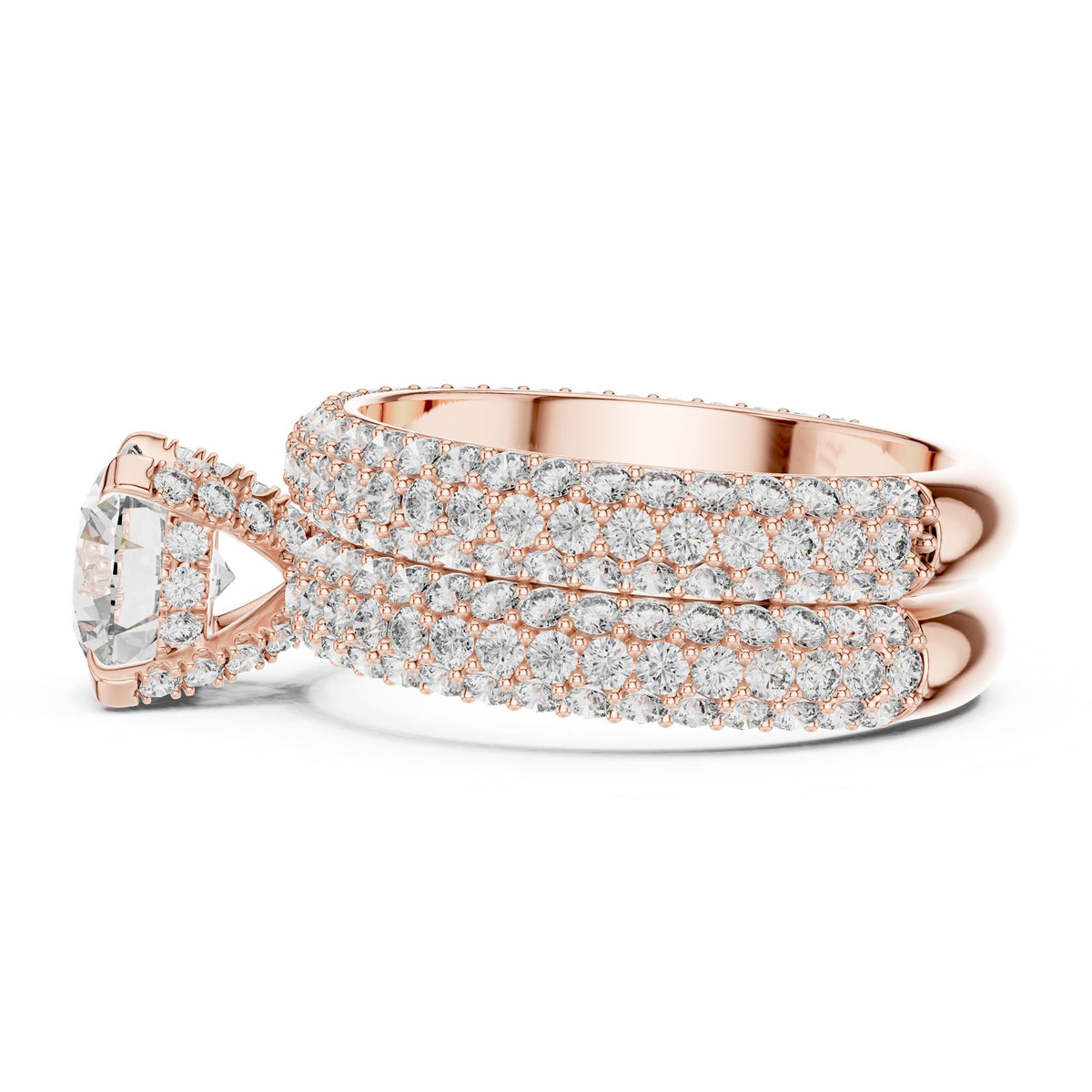 Round Pave Lab Grown Diamond Engagement Ring