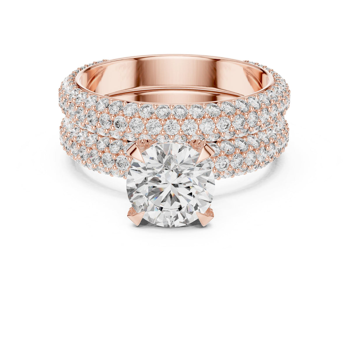 Round Pave Lab Grown Diamond Engagement Ring