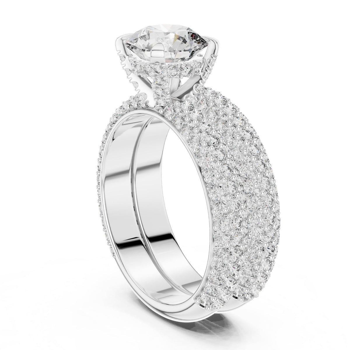 Round Pave Lab Grown Diamond Engagement Ring