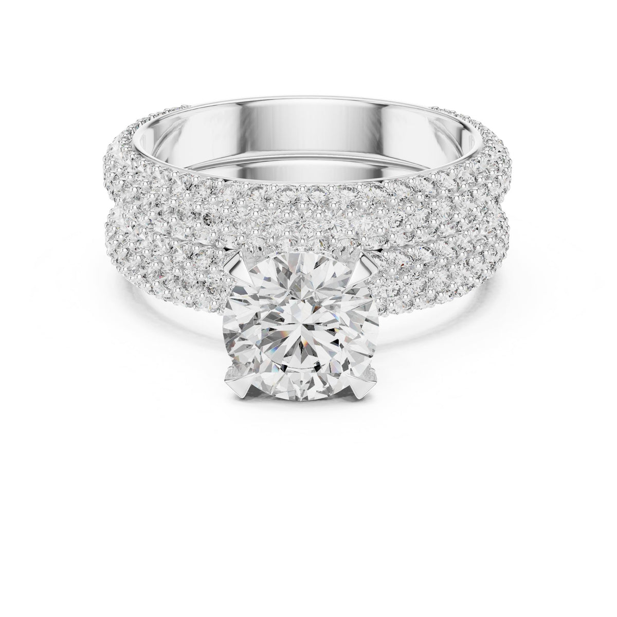 Round Pave Lab Grown Diamond Engagement Ring