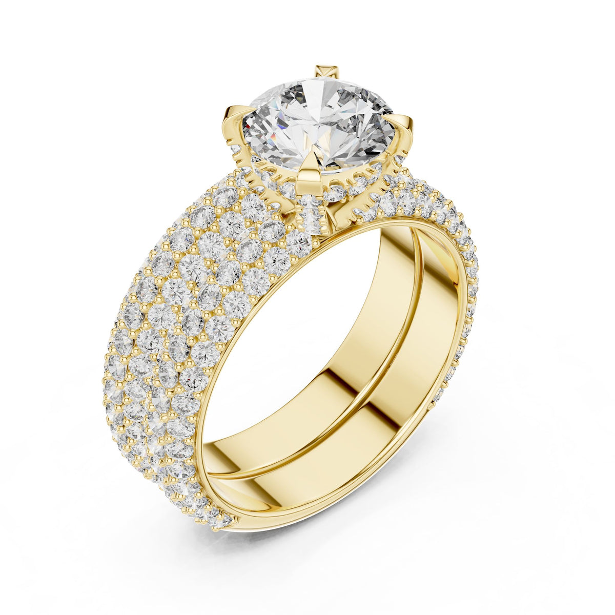 Round Pave Lab Grown Diamond Engagement Ring