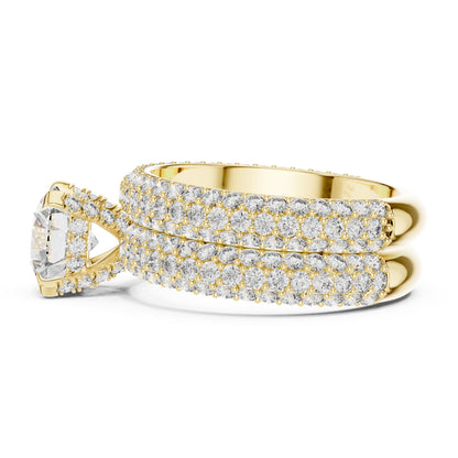 Round Pave Lab Grown Diamond Engagement Ring
