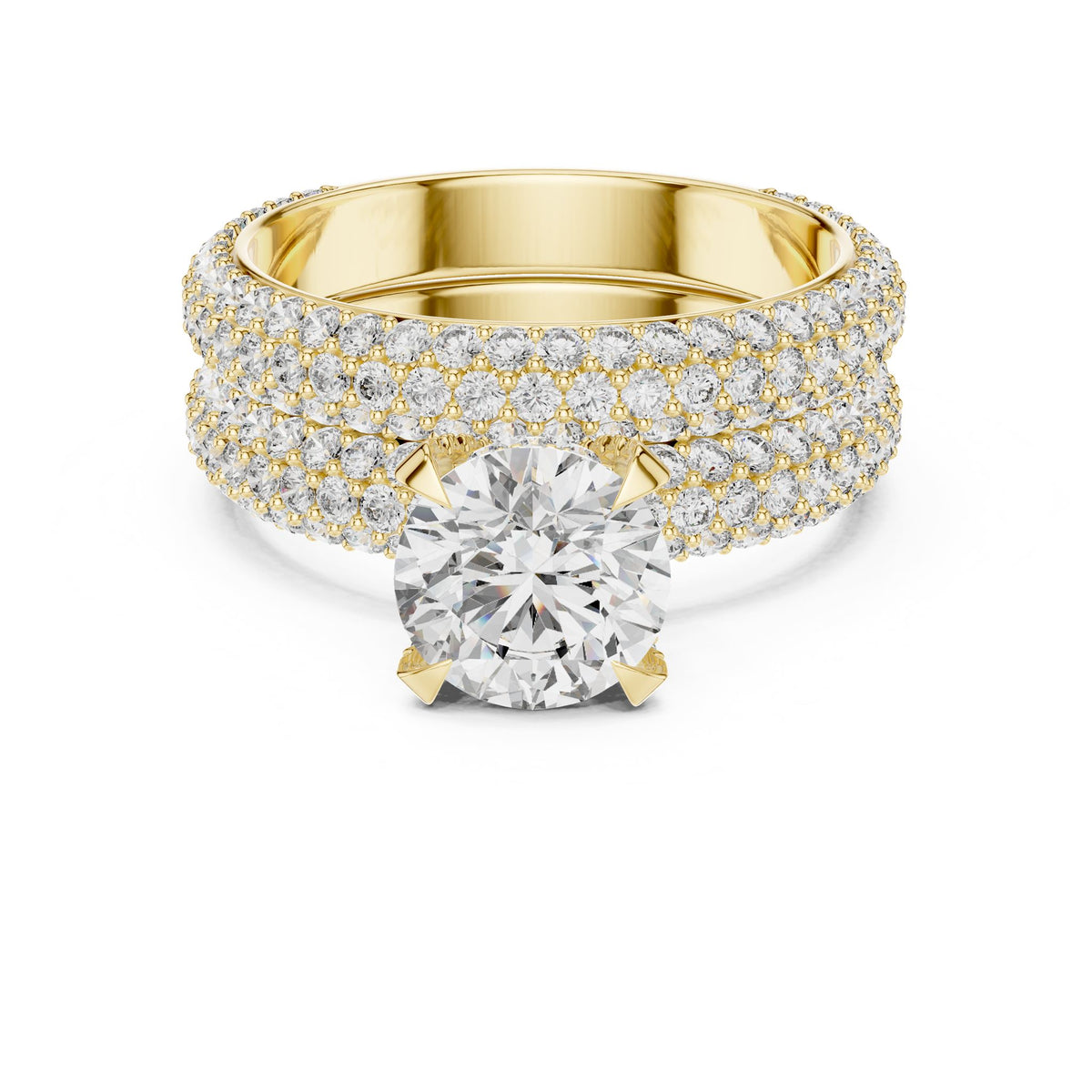 Round Pave Lab Grown Diamond Engagement Ring