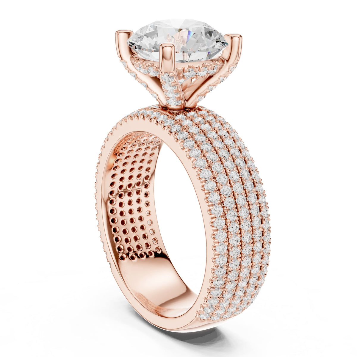 Round Pave Lab Grown Diamond Engagement Ring