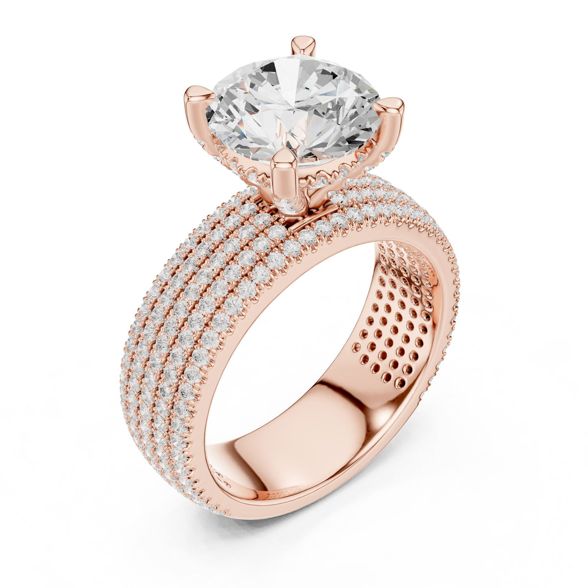 Round Pave Lab Grown Diamond Engagement Ring