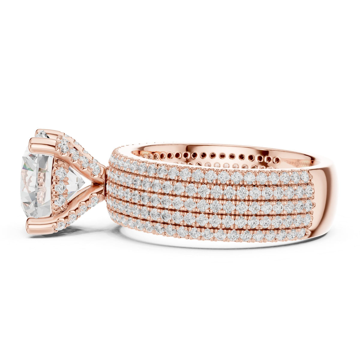 Round Pave Lab Grown Diamond Engagement Ring
