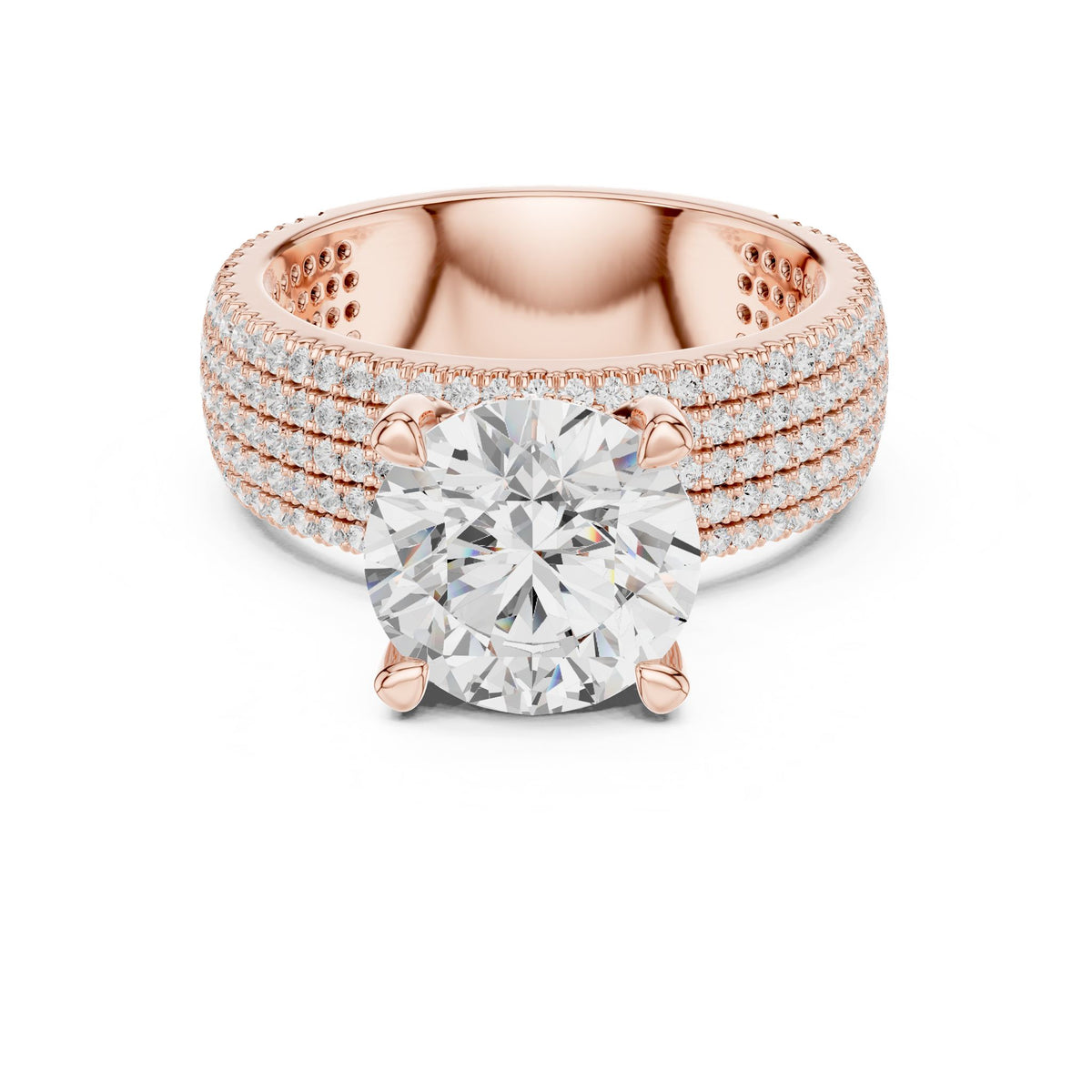 Round Pave Lab Grown Diamond Engagement Ring