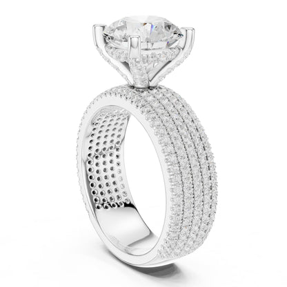 Round Pave Lab Grown Diamond Engagement Ring