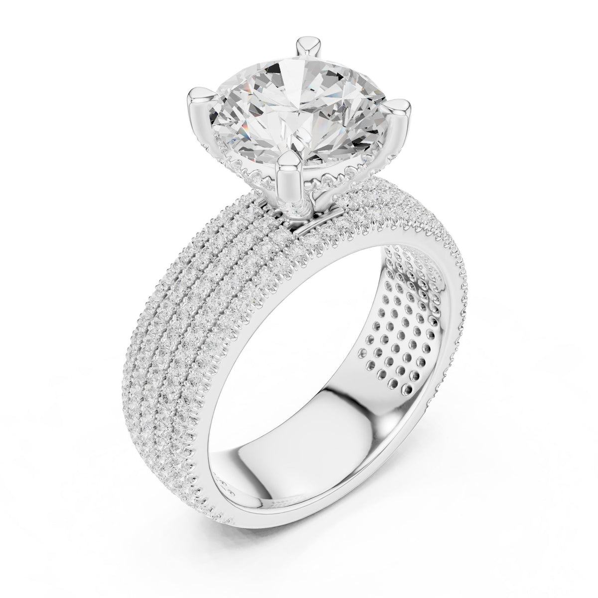 Round Pave Lab Grown Diamond Engagement Ring