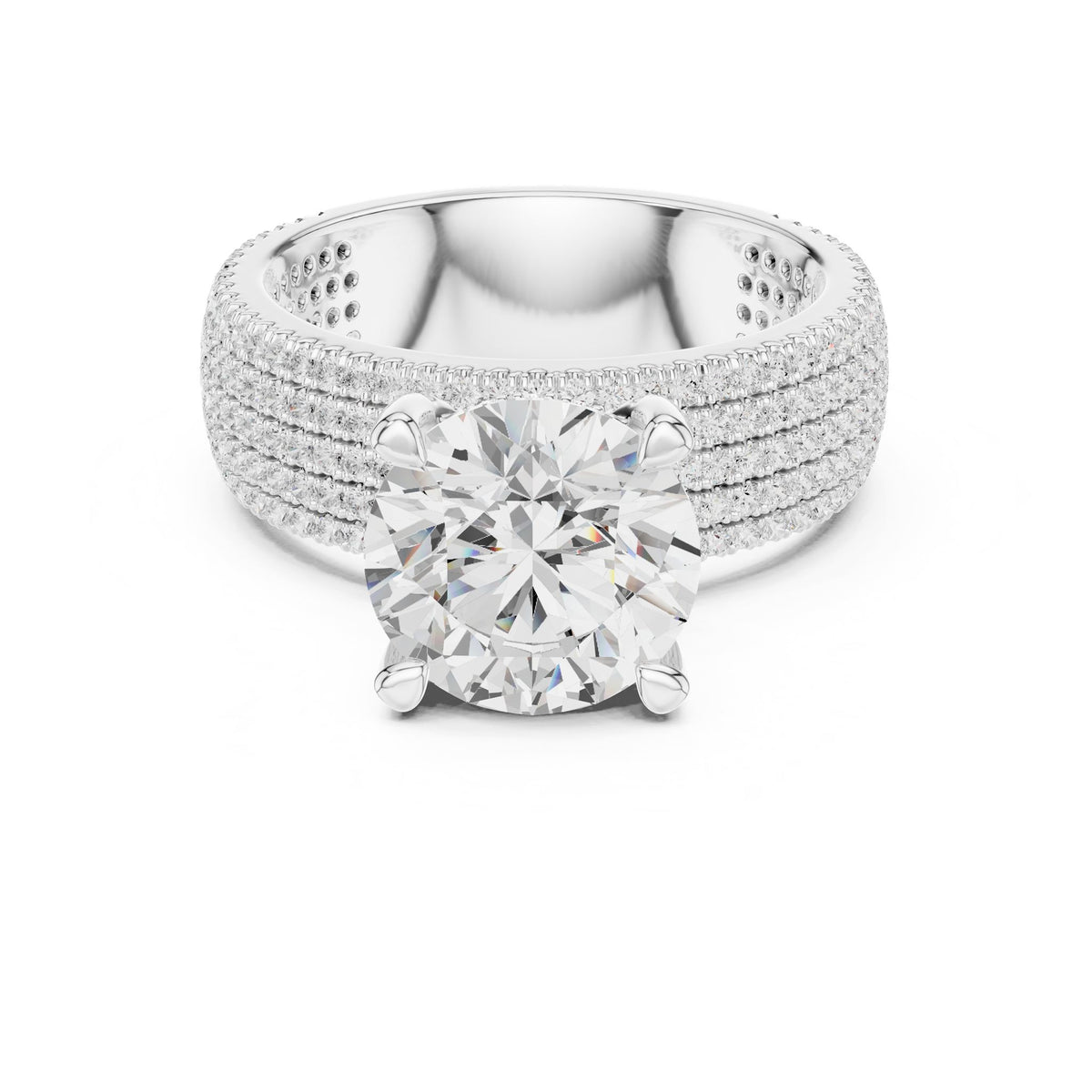 Round Pave Lab Grown Diamond Engagement Ring