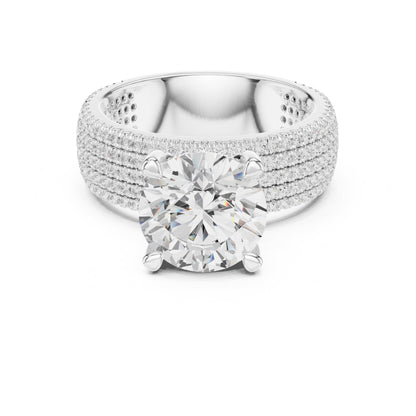 Round Pave Lab Grown Diamond Engagement Ring