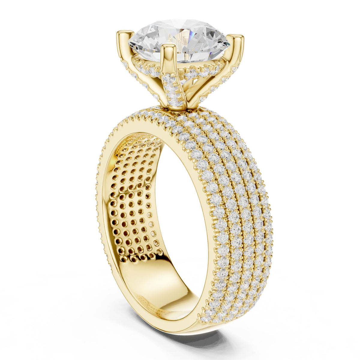 Round Pave Lab Grown Diamond Engagement Ring