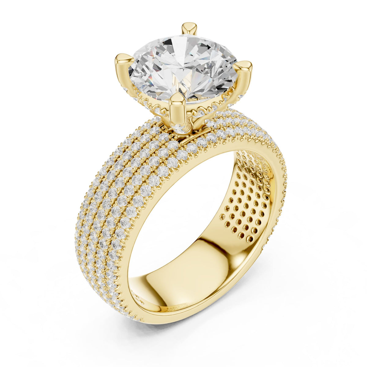 Round Pave Lab Grown Diamond Engagement Ring