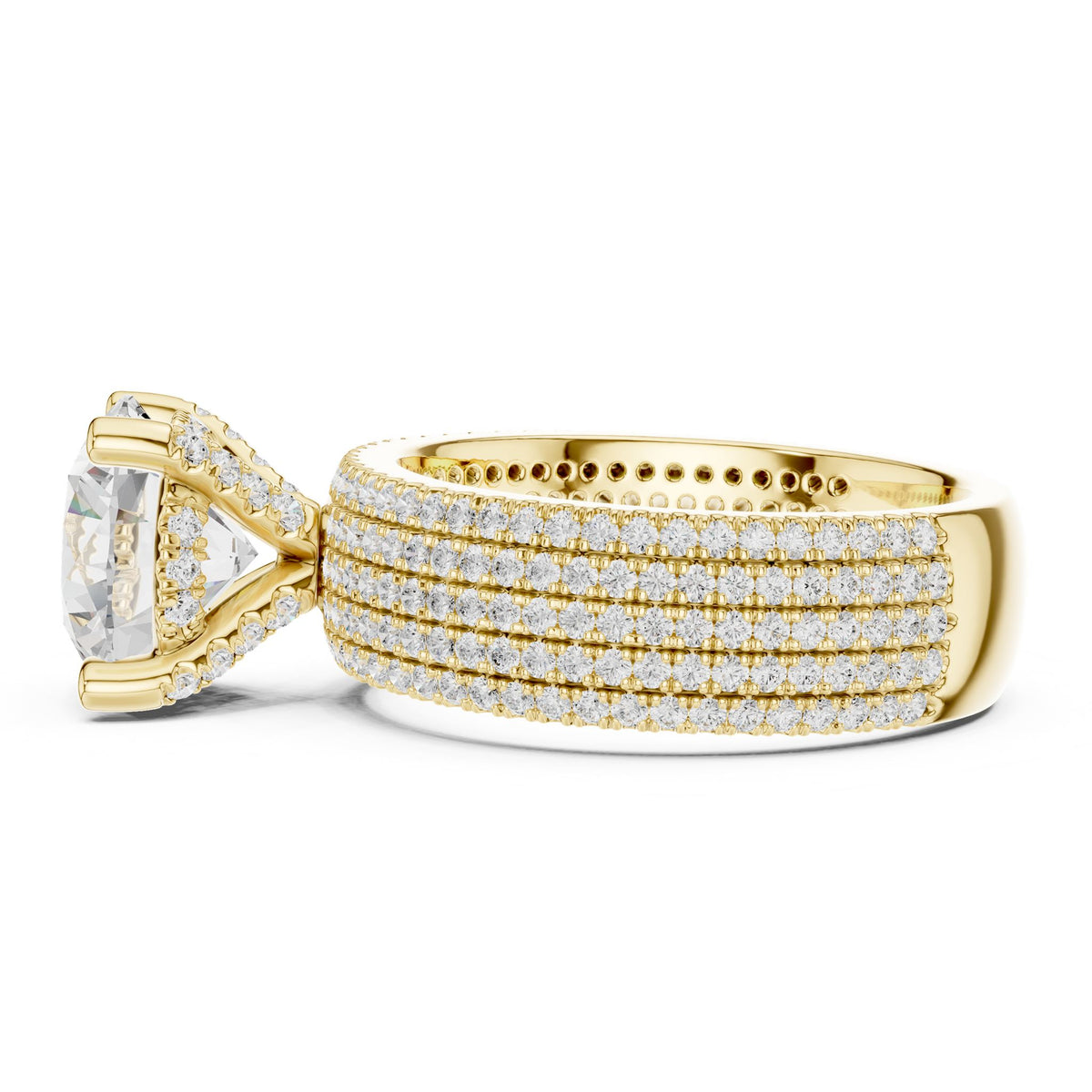 Round Pave Lab Grown Diamond Engagement Ring