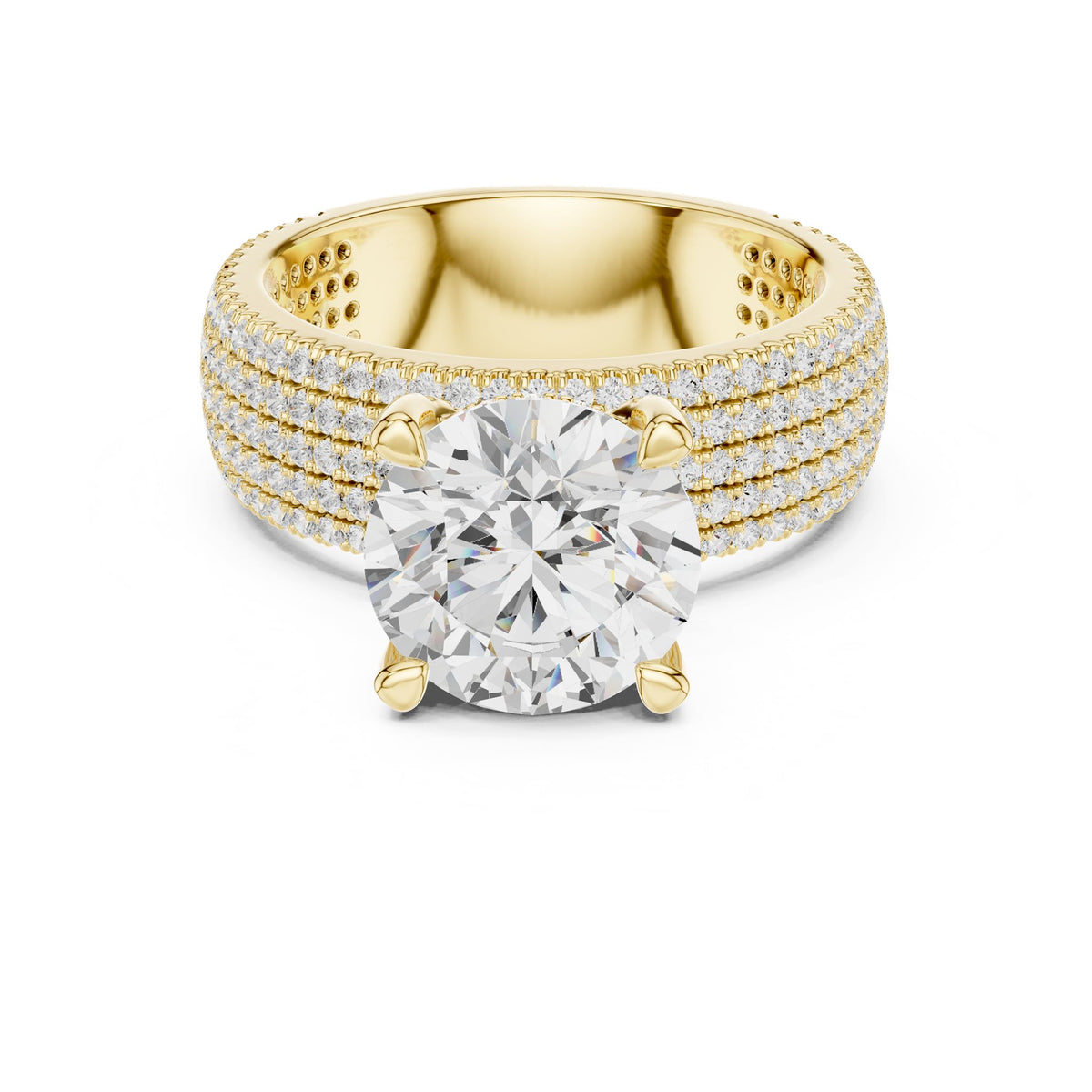 Round Pave Lab Grown Diamond Engagement Ring