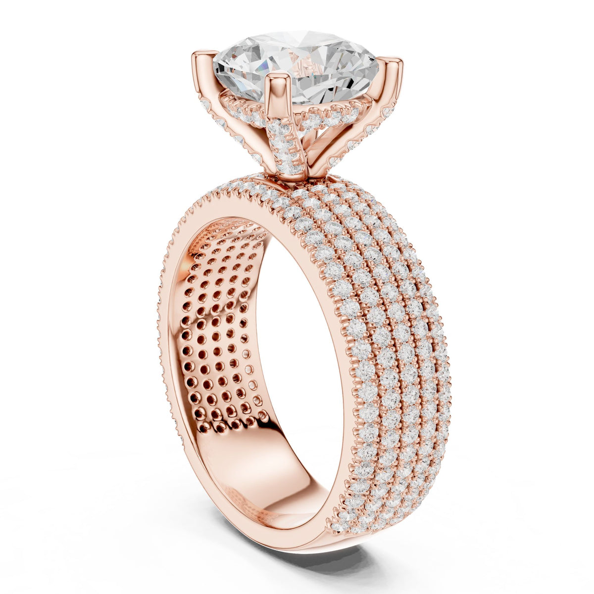 Round Pave Lab Grown Diamond Engagement Ring