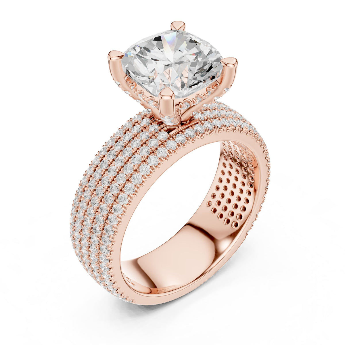 Round Pave Lab Grown Diamond Engagement Ring