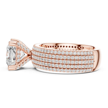 Round Pave Lab Grown Diamond Engagement Ring
