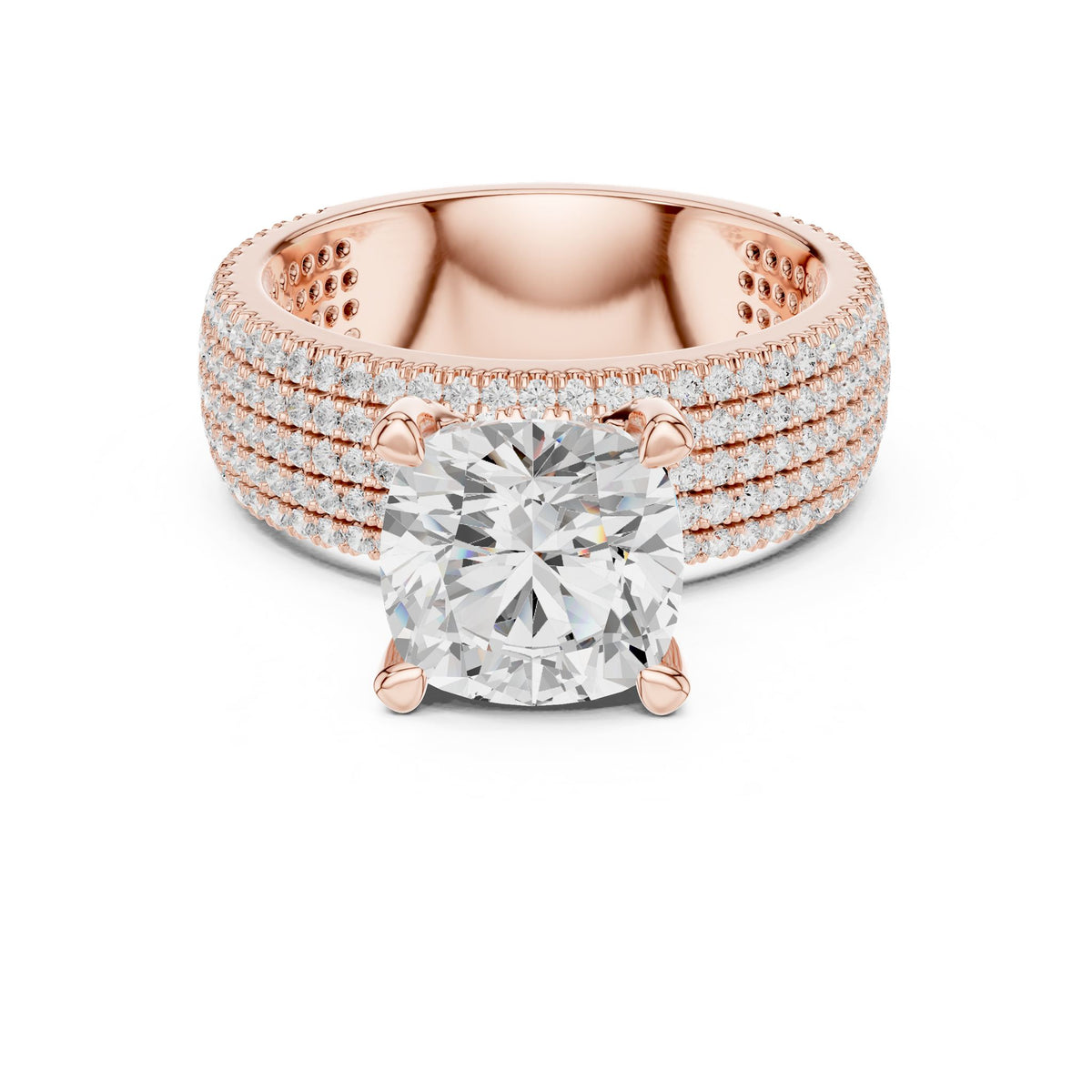 Round Pave Lab Grown Diamond Engagement Ring