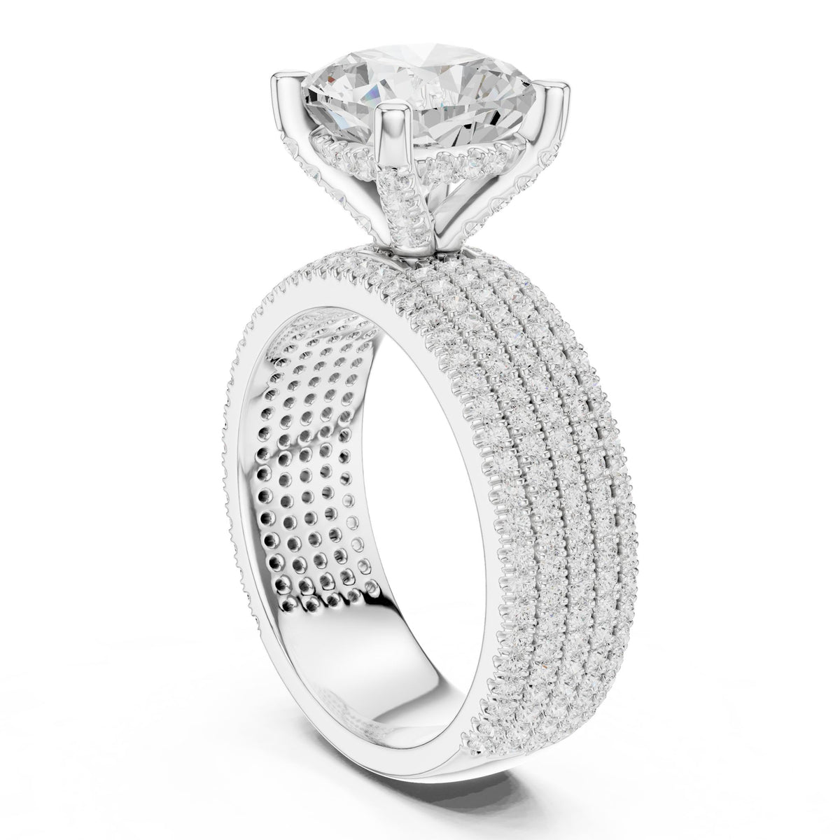 Round Pave Lab Grown Diamond Engagement Ring