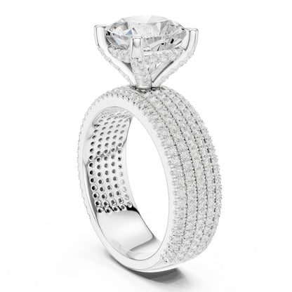 Round Pave Lab Grown Diamond Engagement Ring