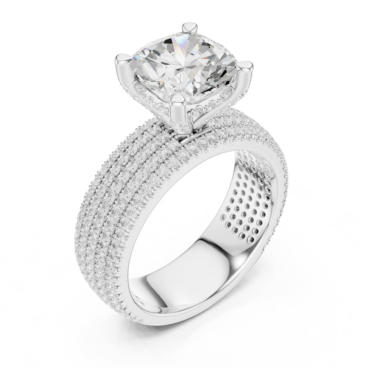 Round Pave Lab Grown Diamond Engagement Ring