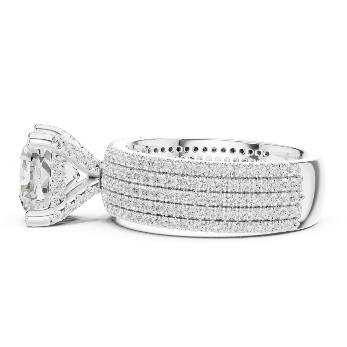 Round Pave Lab Grown Diamond Engagement Ring